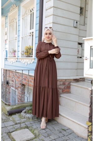 Asiatisches Hijab-Kleid mit Taillenschnürung - 3