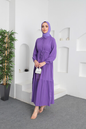 Asiatisches Hijab-Kleid mit Taillenschnürung - 1