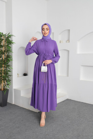 Asiatisches Hijab-Kleid mit Taillenschnürung - 2