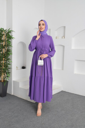 Asiatisches Hijab-Kleid mit Taillenschnürung - 3