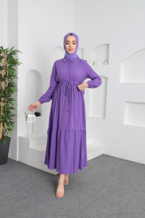 Asiatisches Hijab-Kleid mit Taillenschnürung - 5