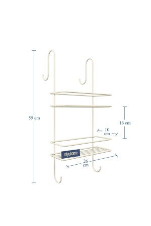 Asılabilir Lüks Banyo Rafı Kancalı Şampuanlık Paslanmaz Duşakabin Rafı Delmeden Asılır Duş Rafı BEJ - 7