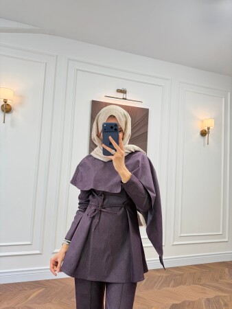 Asilla Pelerinli Takım - Bordo - Nuuwears