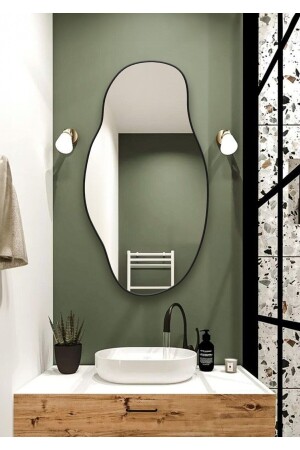 Asimetrik75x40 Konsol- Dresuar- Tuvalet Aynası ''siyah''. 1.kalite Şişecam Ayna - 1