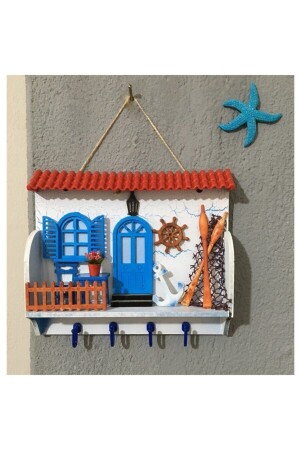 Askılı Anahtarlık- Alaçatı Türk Evi Kırmızı Çatılı Anahtarlık - Incirop