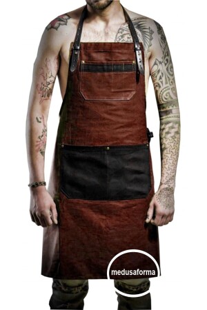 Askılı Mutfak Önlüğü Master Chef Cafe Şef Garson Aşçı Kuaför Sanat Tattoo Barista Önlük - Bordo 284300805 - 1