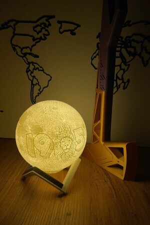 Aslan Fotoğraflı Galatasaray 3d Dekoratif Ay Gece Lambası Moon Lamp Pilli(13cm) - 1