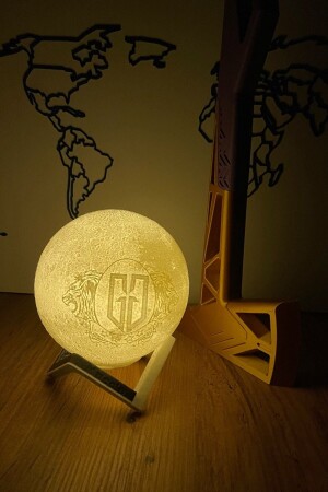 Aslan Fotoğraflı Galatasaray 3d Dekoratif Ay Gece Lambası Moon Lamp Pilli(13cm) - 3