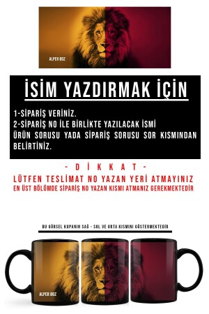 Aslan Kupa - Içi Ve Kulpu Siyah Porselen - Seramik Kupa Bardak Mug Cup hy6 - 3