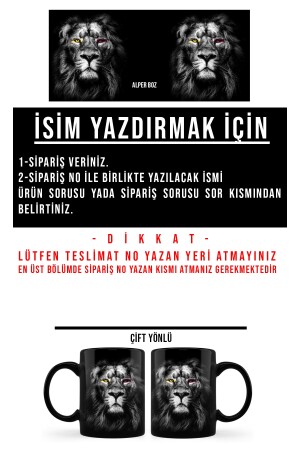 Aslan Taraftar Kupa - Altlık - Kaşık Ve Siyah Kupa - Seramik Kupa Bardak Mug Cup Bardak Kupa meyouaslan2 - 4