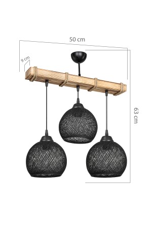 Aspe 3-teiliger Kronleuchter – Black Yumak Bulk/Wohnzimmer-Kinderzimmer-Esszimmer-Küche-Vorraum-Flur MNG. 5371 - 7