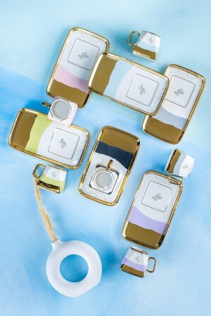 Aspen Coloured Gold vergoldeter Catering-Teller für 6 Personen, 90 ml Porzellan-Kaffeetassen-Set 0224 HXF-22-0224/6 - ACAR