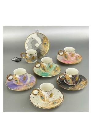 Astera Peacock Set mit 6 Personen, 90 ml Porzellan-Kaffeetasse 0128 DGDK8757 - 4