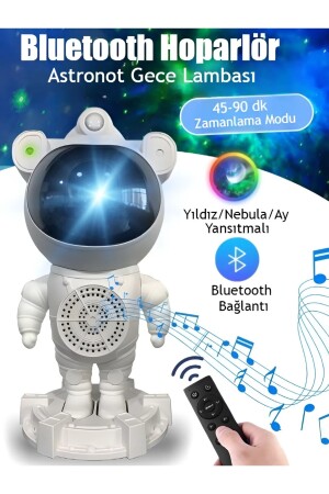 Astronot Bluetooth Hoparlör Galaxy Bulutsusu Ay Tavan Gökyüzü Projektör Zamanlayıcı Gece Lambası - 1