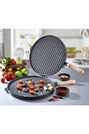 Asya Doppelseitige Pfannkuchen- und Grillpfanne aus Gussgranit 36 ​​cm 28291 - 2