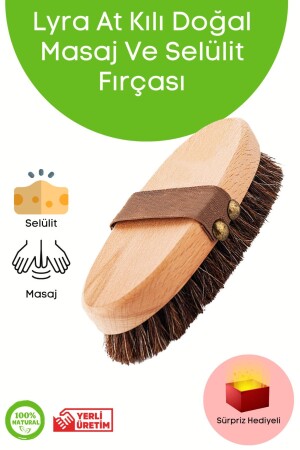 At Kılı Doğal Masaj Ve Selülit Fırçası Boy 15 cm En 6 cm Kıl Uzunluğu 2 cm 983621 - 1