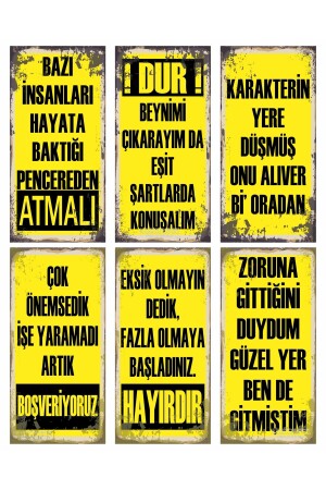 ATARLI KOMİK EĞLENCELİ SÖZLER DUVAR YAZILARI KAMYON ARKASI SÖZLER 6LI MİNİ RETRO AHŞAP POSTER SET - Hayat Poster