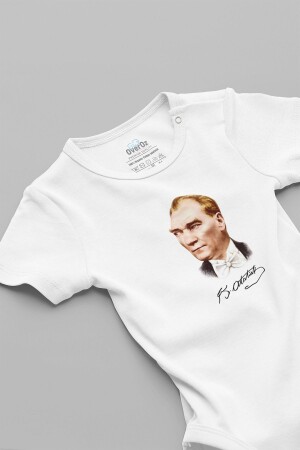 Atatürk Baby-Body mit Bio-Aufdruck, 100 % Baumwolle, Weiß, Baby Badi Zıbın 5111 - 1