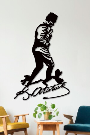 Atatürk Kocatepe'de Imzalı Dekoratif Siyah Metal Duvar Tablosu 1,5 Mm Kalınlık AtatürkKoca100 - Gowpenart