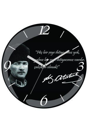 Atatürk Quiet Flows gewölbte Echtglas-Wanduhr dop6523519igo - 3