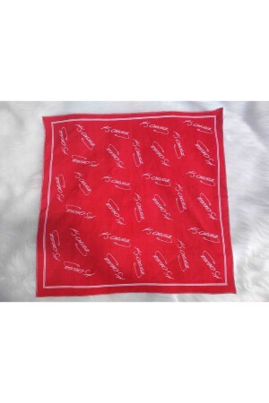 Atatürk signierter quadratischer Bandana-Schal aus rotem Seidensatin - 3