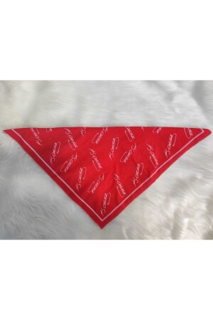 Atatürk signierter quadratischer Bandana-Schal aus rotem Seidensatin - 4