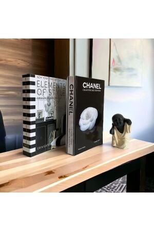 صندوق كتب ديكورative book box MNZ-Element & Chanel Black Set من 2 76543 - NARİBA