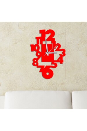 ساعة جدارية ديكورative MNZ-Red مع أرقام ووسط مسطح PDS-1161 - Dekorpark