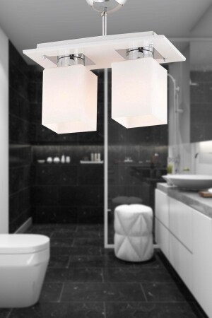 Atlas 2 Li Beyaz Modern Genç Odası Mutfak- Banyo Mutfak Salon Spot Avize 3337-02-WH - 3