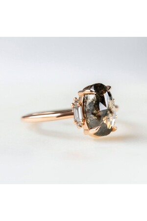 Aubrey Rohdiamant-Diamant-Vintage-Solitärring - 5