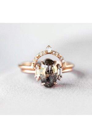 Aubrey Rohdiamant-Diamant-Vintage-Solitärring - 6