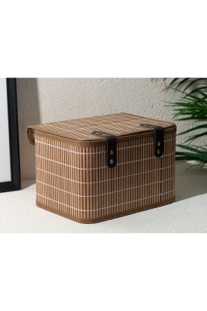 Aufbewahrungsbox aus Hartholz und Bambus, 28 x 20 x 18 cm, braun - 3