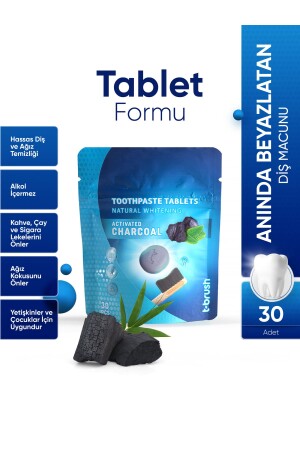 Aufhellende Aktivkohle-Zahnpasta-Tablette – natürliche Aufhellung, 30 Tabletten - 2