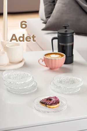 Aufrechter Teller mit Traummuster – 6-teiliger Servierteller aus Glas für Präsentationen, Kuchen, Plätzchen, Kuchen, Catering – 12 cm - 2