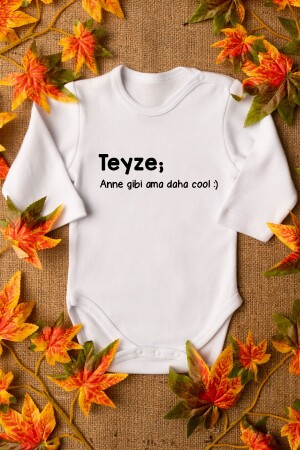 Auntie Like Mother But Cooler Written Organic 100% Cotton White Baby Body Zıbın Baby Badi 8003 - 1