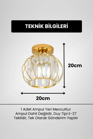 Aurora Model Gold Kaplama Kristal Taşlı Metal Gövde Modern Her Alana Uygun Lüx Plafonyer Avize - 3