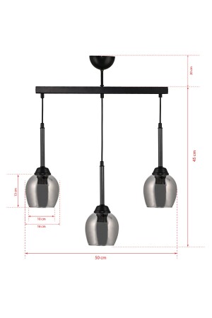 Ausgestellter Dreifach-Hängelampen-Kronleuchter mit schwarzem Rauchglas DDCKÜÇSRKFC - 5