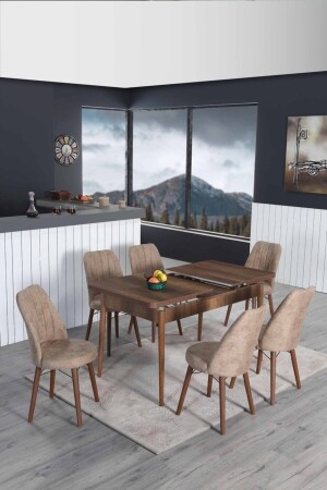 Ausziehbarer Tisch für 6 Personen, Küchentisch-Set, Wohnzimmertisch, Esstisch, Tischset barok1111 - 2