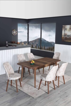 Ausziehbarer Tisch für 6 Personen, Küchentisch-Set, Wohnzimmertisch, Esstisch, Tischset barok1111 - 1
