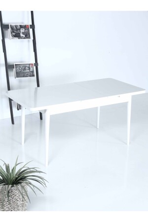 Ausziehbares Ess- und Küchentisch-Set aus der Barni-Serie in Weiß mit 6 Stühlen – Grau Barni-06 - 3
