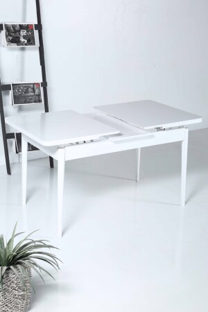 Ausziehbares Ess- und Küchentisch-Set aus der Barni-Serie in Weiß mit 6 Stühlen – Grau Barni-06 - 4