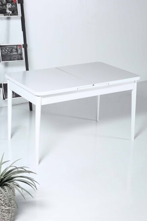 Ausziehbares Ess- und Küchentisch-Set aus der Barni-Serie in Weiß mit 6 Stühlen – Grau Barni-06 - 5