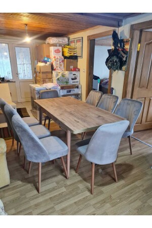 Ausziehbares MDF-Tischset mit 8 Stühlen - 3