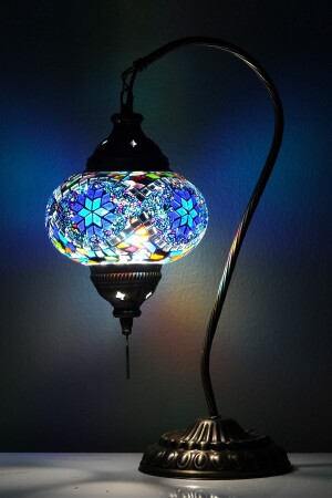 Authentische Retro-Mosaiklampe, alte türkische Beleuchtung, farbige Glasmotivlampe, Glaskunst KUGU0301 - 2