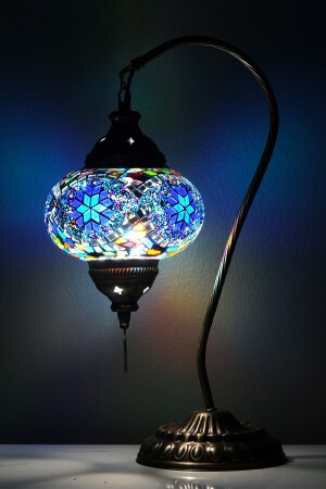 Authentische Retro-Mosaiklampe, alte türkische Beleuchtung, farbige Glasmotivlampe, Glaskunst KUGU0301 - 4