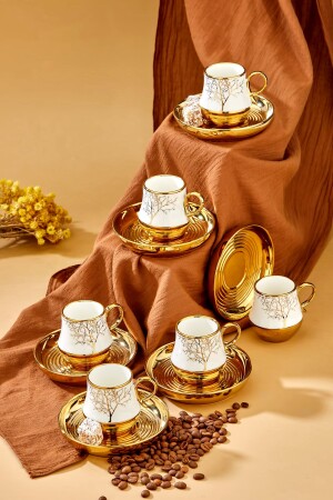 Autmn 6 Kişilik Porselen Desenli Çay Fincan Takımı - Vadi