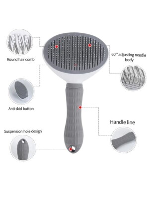 Automatische Reinigung, geknöpfte Haustierbürste, Katzen- und Hundehaarsammler, Kamm, Grau - 3