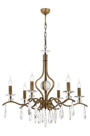Av-60394-6e Eskitme Kaplama Klasik Avize E14 Metal Kristal 80cm AV-60394-6E - Avonni