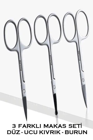Avantajlı 3 Parça Kuaför Berber Seti Bıyık Makası Kaş Makası Burun Makası 3lü Özel Bakım Seti - Dahaus