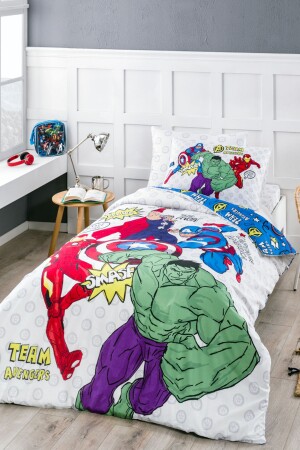 Avengers Team Single Disney lizenziertes elastisches Spannbettlaken-Kinderbettbezug-Set PR-12646808 - 1